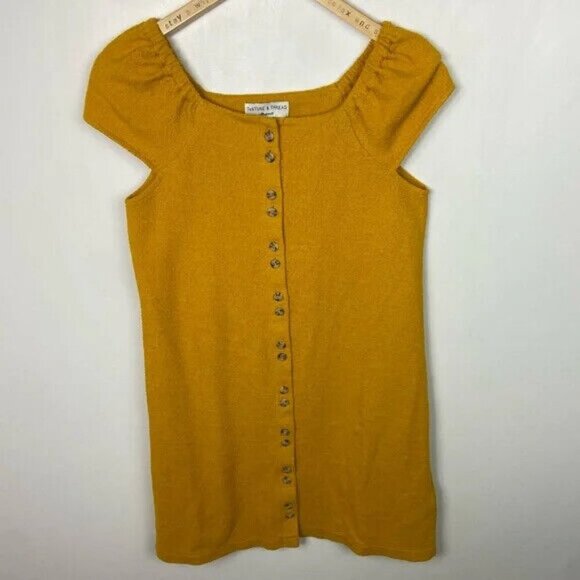 NWT Madewell Texture Thread Yellow Mini Dress Button Down Size XXS New With Tags - Picture 9 of 10